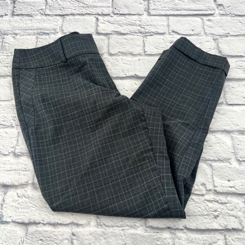 Ann Taylor Loft Julie Straight Leg Gray Plaid Dress Pants Womens Size 8 Cuffed
